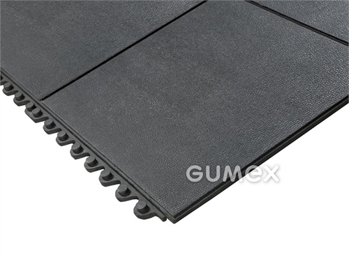 Protiúnavová spojovací protiskluzová dlaždice SOLID FATIGUE STEP, tloušťka 18mm, 900x900mm, NR-NBR (částečně odolná olejům a tukům), -20°C/+130°C, černá